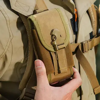 1 db Multifunkcionális taktikai mobiltelefon-táska vízhatlan oxford mini könnyű, katonai hegymászás derék táska horog