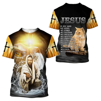 CLOOCL Keresztény Katolikus Jézus 3D Nyomtatott Mens T-Shirt Harajuku Nyári Rövid Ujjú Utca Casual Unisex póló Csepp Szállítás