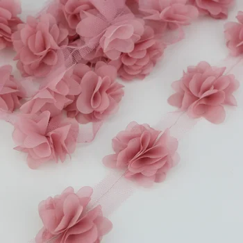 (60 db/lot) petal rózsaszín Szatén csipke anyagból Heveder Dekoráció, Szeretet, ajándék, szalagok kézműves 50mm szélesség