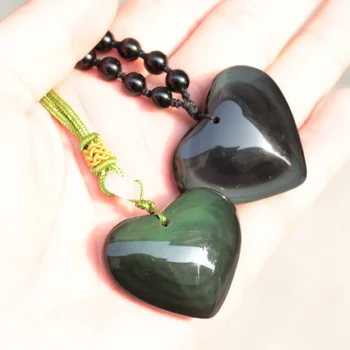 szív alakú szivárvány obszidián kő medál természetes kő medál fox faragott a nő számára ajándék nagykereskedelmi !