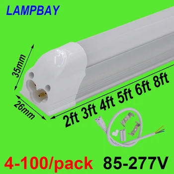 4-100/csomag T5-ös Izzó Integrált Lámpatest 2láb 3ft 4ft 5ft 6ft 8ft LED Cső Fény Linkable Slim Bár Lámpa Lineáris Világítás 85-277V