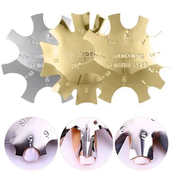 12 modellek arany, ezüst francia Vonal Széle Vágó Köröm Sablon Szélén Trimmer Clipper Stílus Formái Tartozékok Nail Art Eszközök