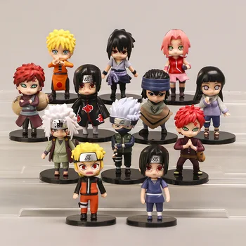 12db/set Anime a Naruto Shippuden Hinata Sasuke-Itachi Kakashi Gaara Jiraiya Sakura Q Verzió PVC Számok Játékok Babák Gyerek Ajándék