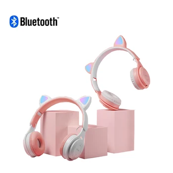 Vezeték nélküli Fejhallgató Bluetooth Headset Összecsukható Sport Fülhallgató Macska Fülét LED Mikrofon Fény Fény Sztereó Bass Gyermekek Lány Ajándékok