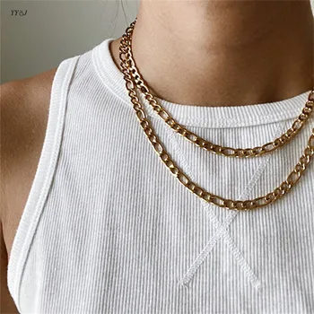 Figaro lánc nyaklánc a nők a férfiak rozsdamentes acél alap meztelen rakható nyakláncok, minimalista punk nagykereskedelmi elemek 2021