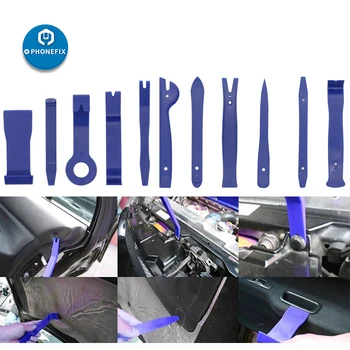 11pcs Car Audio Javító Készlet Auto Trim Belső Ajtó Panel Eltávolítása Nyitó Eszköz Emelőrúd Lehúzó Készlet Autó Dash Rádió Klip Kézi Szerszámok