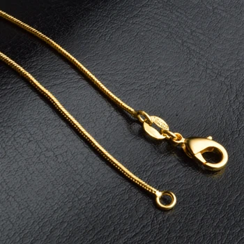 gyönyörű arany nyaklánc, 1mm arany kígyó csont lánc gyönyörű női ékszerek kiegészítők, arany csepp lánc
