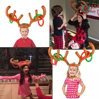 Vicces Felfújható Agancs Kalap Gyűrű Dobás Karácsonyi Party Játék Gyerekeknek Felnőtt Szabadtéri Játék Felfújt Játék Új Év Xmas Navidad Dekoráció