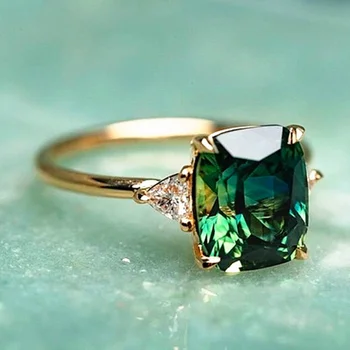Luxus Női Arany Színű Gyűrű Romantikus Természetes Drágakő Smaragd Gyűrű, Ékszerek, Femals Esküvő Évforduló Ajándék Ékszer