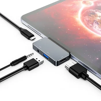 USB-C Hub IPad Pro 11/12.9 2020/2018 Adapter,4-In-1 Adapter Aux 3,5 mm-es Fejhallgató Jack Adatok