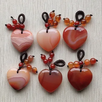 Nagykereskedelmi 6db/sok divat gyönyörű természeti piros onyx szív varázsa medálok 30mm Kézzel készített ékszerek készítése ingyenes szállítás