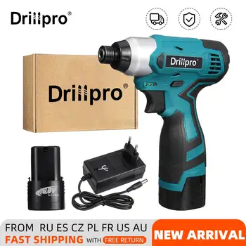 Drillpro 16.8 V Elektromos Akkus Fúró Csavarhúzó ütvecsavarozó 2X Lítium Akkumulátor Újratölthető 1/4 hüvelyk Ipari elektromos kéziszerszámok