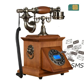vezeték nélküli Telefon, GSM SIM-Kártyán Rögzített vezeték nélküli Vezetékes antik Rögzített retro Telefon home office hotel fa, fém elder hívó