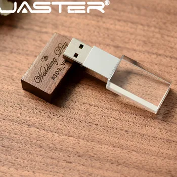 JASTER 1 DB INGYENES LOGO Elegáns fa kristály kreatív USB flash drive 4GB 8GB 16GB 32GB 64GB Fotózás Memória tárolás U-lemez