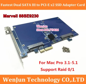 Univerzális Marvell 88SE9230 nagysebességű Kettős SATA III. PCI Express X2 SSD Adapter kártya RAID kártya bővítő kártya RAID 0/1