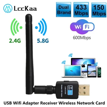 LccKaa USB WiFi Vezeték nélküli Hálózati Kártya 600Mbps 802.11 b/g/n LAN Adapter a forgatható Antenna, Laptop, PC Mini Wi-fi Dongle