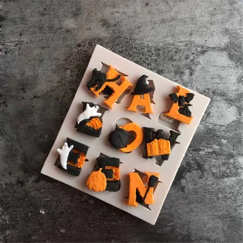 Új 1db Szilikon Halloween Ábécé Penész DIY Torta Csokoládé Fondant Modellezés Tortát Díszítő Eszköz