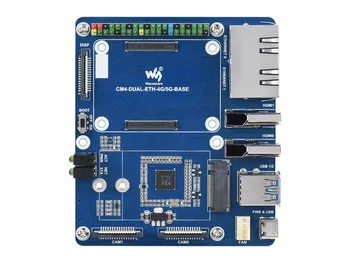 Waveshare Dual Gigabit Ethernet 5G/4G Bázis Tábla Célja a Raspberry Pi Számítási Modul 4, CM4, illetve Monitor Nem Tartalmazza