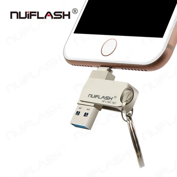 OTG USB Flash Meghajtó iPhone X/8/7/7 a Plusz/6/6/5/SE ipad Fém Pendrive HD pendrive 8GB 16GB 32GB 64GB 128GB Flash Vezető