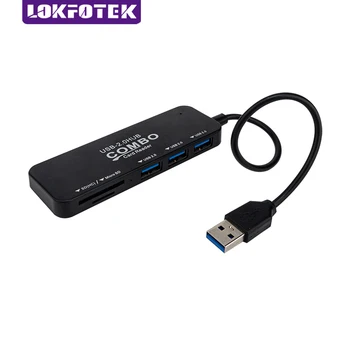 LokFo A04 3 Port USB Hub TF SD-Kártya Olvasó USB-USB Átalakító