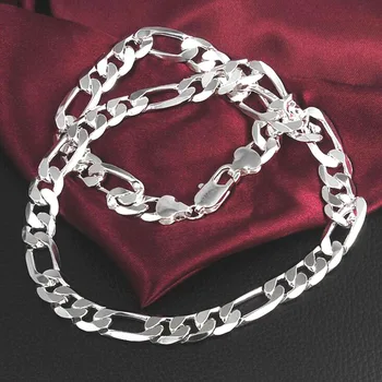 nyaklánc nyaklánc ÚJ nyilatkozatot 925 sterling ezüst ékszert egyszerű, a divat, 6mm széles, lapos férfi ezüst lánc hosszú nyakláncok X017