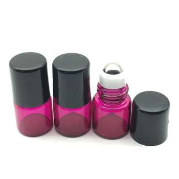 3pcs 1ml Mini Rózsa-piros Roll Injekciós Üveg Az Illóolajok Újratölthető Parfüm Roller Üveg