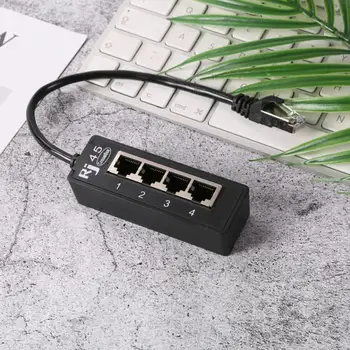 RJ45 1 Férfi 4 Nő Port Ethernet Hálózati Csatlakozó Kábel Elosztó Hosszabbító Adapter Férfi-Nő Csatlakozó Router Csomópontok