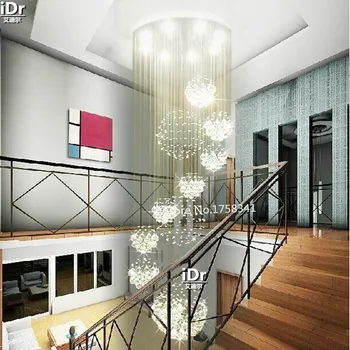 Modern nappali 11 labda kristály csillár penthouse emelet lépcsőház folyosó kristály lámpa, LED égők vezeték kellék