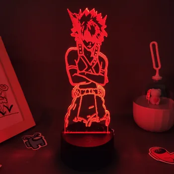 Manga 3D Lámpa A Hős Academia Anime Ábra Katsuki Bakugo RGB LED Neon Akkumulátor Night Lights Menő Ajándék Asztal Dekoráció Otthon