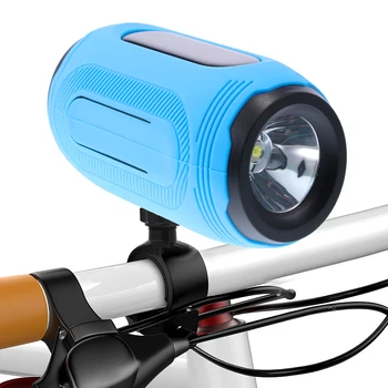 Vízálló Napelemes Vezeték nélküli Bluetooth Hangszóró Kerékpár Hordozható Vezeték nélküli FM-Rádió Mobil Tápegység + Kerékpár Lámpa + Tartó