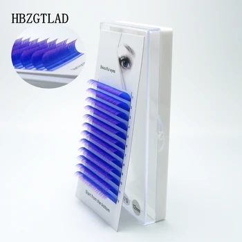 HBZGTLAD új C/D curl 0.07/0.1 mm-es, 8-15mm hamis szempillák, lila+kék szempilla egyedi színes szempillák Hamis szempilla kiterjesztéseket