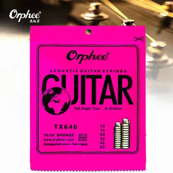 Orphee TX640 012-053 Akusztikus Gitár Húrok Hatszögletű Core+8% Nikkel Bronz Fényes Hang Extra Könnyű Tartozékok