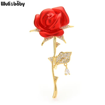 Wuli&baba Új Toch Puha Rózsa Virág Bross A Nők Cirkónia Charmig Virág Esküvők Hivatal Melltű Ajándékok