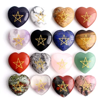 1db Kreatív Természetes Pentagram Kristály Szív Medál Kvarc Kőből Faragott Szív Alakú Reiki Gyógyító Nők Szerelmi Ajándék