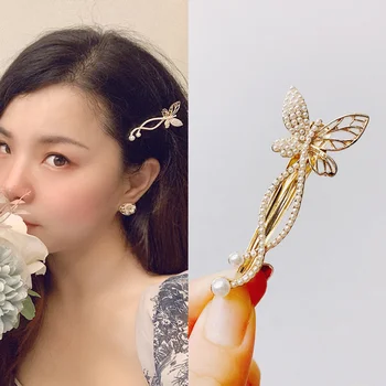 Új Gyöngy Pillangó De A Klip Temperamentum Ins Strasszos Bang Hajtűket Koreai Hajtű Édes Béren Kívüli Oldalon Hairgrip Ajándékok Nőknek