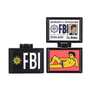 FBI Homer Lisa Fold zománc pin-X-Akták bross Fox Mulder IGAZOLVÁNY jelvény Kabátok Ruhák, hátizsák, táska, kitűző Vicces, Ékszer, ajándék