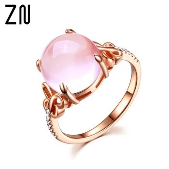 ZN 2021 Divat Ékszer Gyűrű Köbméter Rose Gold Színű Ross Kvarc Kristály Pink Opál Gyűrű Pillangó Ékszer Nagykereskedelmi Női