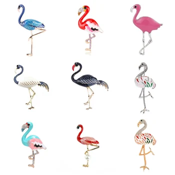 Zománc Flamingo Bross Unisex Nők, Mind A Férfiak Melltű Madár, Állat Broches Divat, Ruha, Kabát, Tartozékok Több Stílus