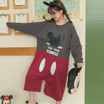 Disney Mickey Egér Aranyos Nők Body Hosszú Ujjú Body Gombot Pamut Pizsama Női Hálóruha Onsies Pizsama Nő