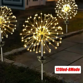 Kültéri Napelemes Lámpák Girland Led Tűzijáték Fényei Kerti Dekorációs Szolár Lámpa Kültéri Árvíz Fény, Led Utcai Garland