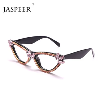 JASPEER Gyémánt Macska Szemüveg Keretek Nők 2021 Strasszos Divatos Kézzel készített Szemüveg Hölgyek, Régi, Kézzel készített Szemüvegek