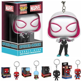 FUNKO Marvel SPIDER-GWEN Spider-Man Peter Parker Mysterio Zseb Kulcstartó Vinil akciófigura ZSEBÉBEN POP Gyűjtemény Modell Játékok