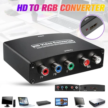 A TV-készülék PC DVD-t, HDMI-kompatibilis 5 RCA Komponens Videó YPbPr Átalakító 1080P HD YPBPR Alkatrész R/L Audio Adapter Projektor