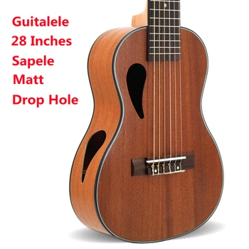 Guitalele 28 Hüvelyk Minden Sapele Csepp Alakú Mini Elektromos Bariton Akusztikus Gitár 6 Húrok Ukelele Telepíteni Utazási Zene Guitarra