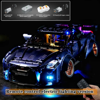 RAKTÁRON Nissan GTR Sport Autó LED APP Ellenőrzési Technológia MOC 25326 Oktatás építőkövei Kreativitás Tégla Játékok, Ajándékok