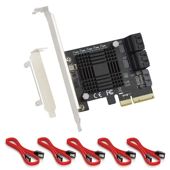 PCIE 5-Port SATA III 6 gb / s SATA-Vezérlő bővítőkártyát a Számítógép Alváz Adapter Kártya JMB585, 5 Kábel