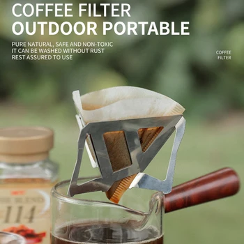 Rozsdamentes Acél Csésze Kávé Szűrő Összecsukható, Hordozható, újra felhasználható Kávé Dripper Kávéfőző Tea tartó Tárolás Táska, Kerti