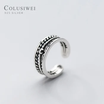 Colusiwei Nemzeti Stílus Ujj Gyűrű a Nők Állítható Hiteles 925 Sterling Ezüst Gyűrű Egyszerű Gyöngyös Vintage Bijoux
