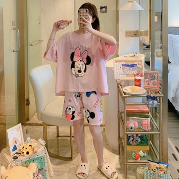 Disney Minnie Egér Női Pizsama Szett Hálóruházat Nyári 2021 Puha Mujer Pijamas Nuisette Hálóruha Fehérnemű Pizsama Pizsama Ruha 2db