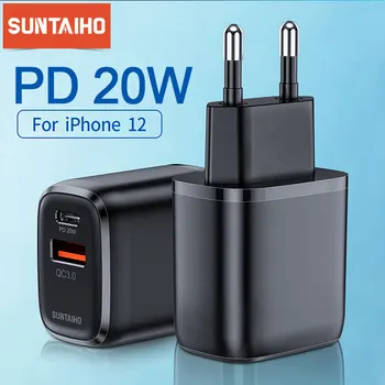 Suntaiho 20W PD Típusú USB-C Töltő QC 3.0 Gyors Töltő Gyors Töltés Fali Adapter iPhone 13 12 AirPods iPad, Samsung Xiaomi